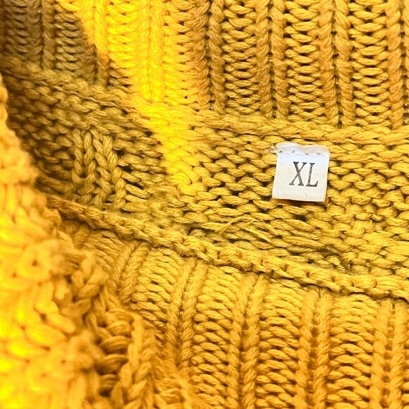 Cable Knit Cowl Neck Oversized Mustard  Long Sleeve Sweater - Picture 4 of 9